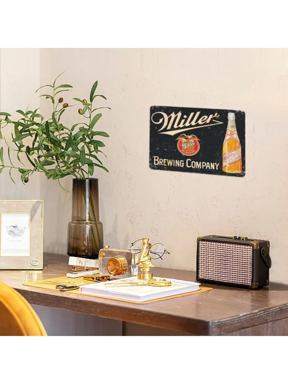 Vintage Metal Beer Signs Set - 6-Piece Wall Decor for Man Cave & Home Bar